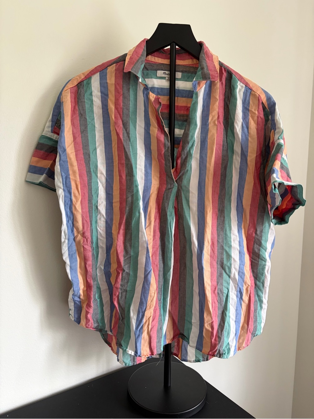 Madewell Multicolor Vertical-Stripe Short-Sleeve Button Down